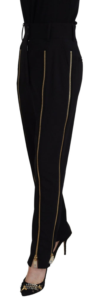 Dolce & Gabbana Black Wool High Waist Tapered Pants Dolce & Gabbana