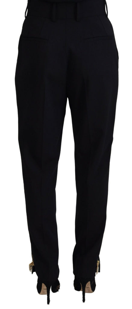 Dolce & Gabbana Black Wool High Waist Tapered Pants Dolce & Gabbana