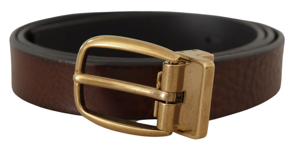 Dolce & Gabbana Brown Leather Classic Vintage Metal Buckle Belt Dolce & Gabbana