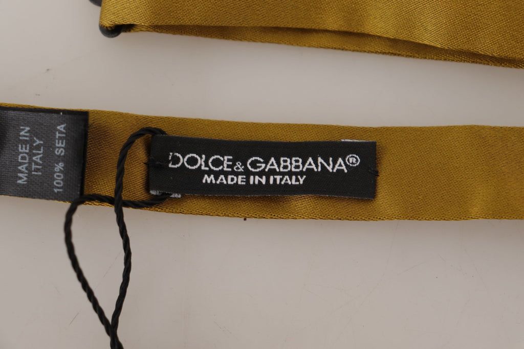 Dolce & Gabbana Yellow Mustard 100% Silk Butterfly Papillon Tie - Luxe & Glitz