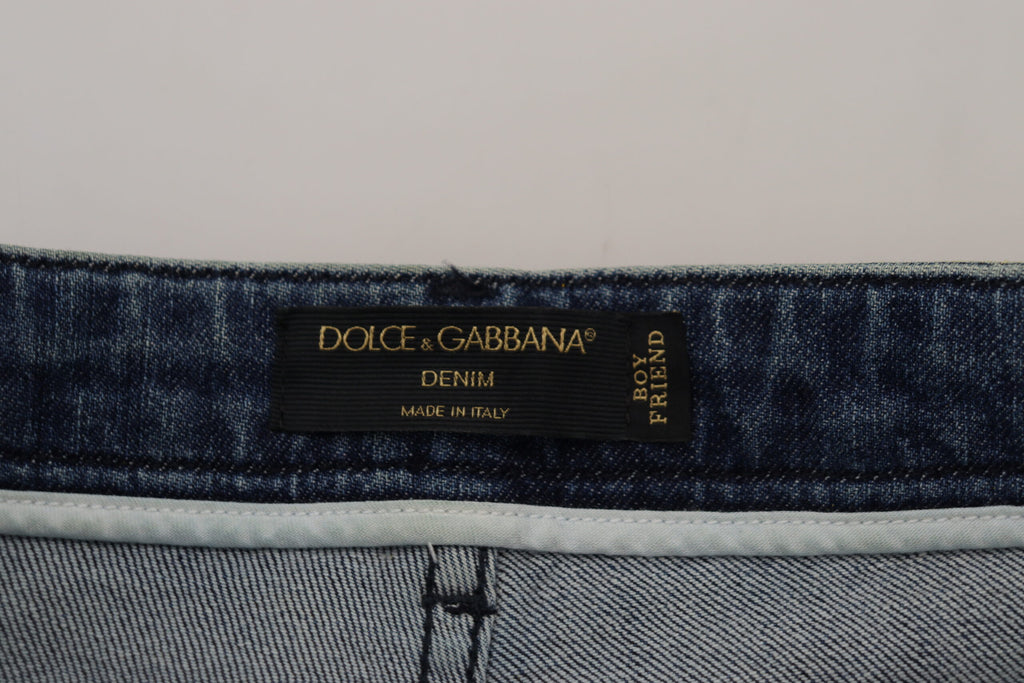 Dolce & Gabbana Yellow Leopard Cotton Straight Denim Jeans Dolce & Gabbana