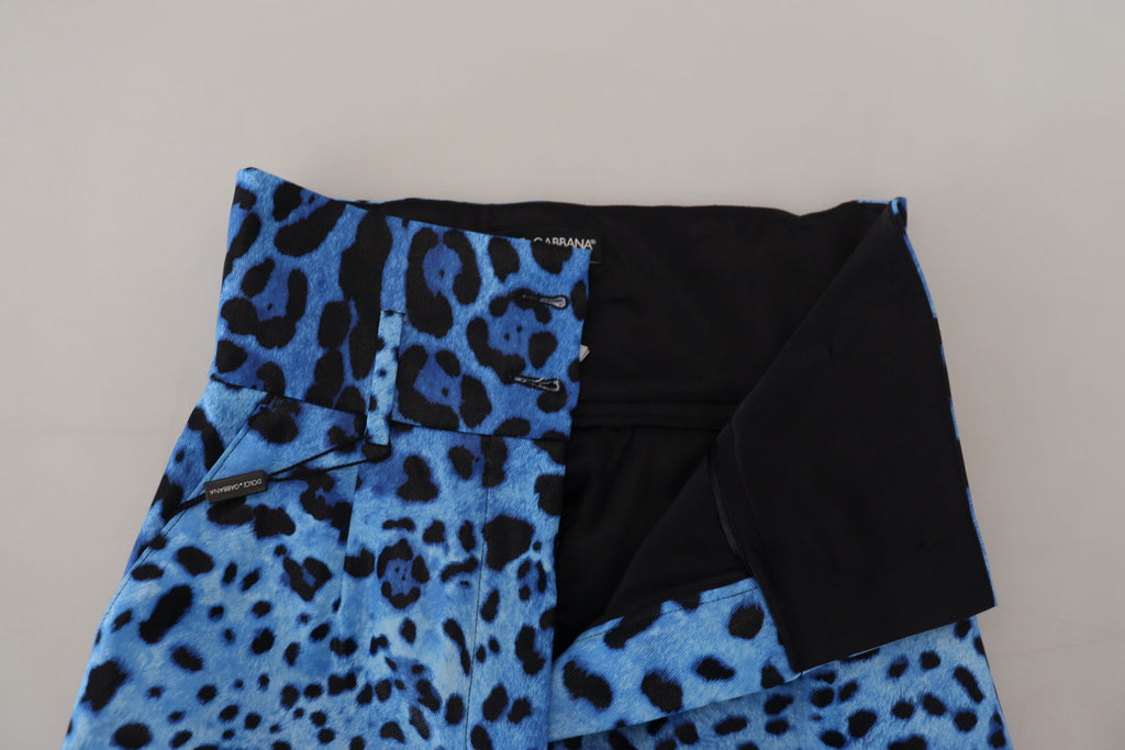 Dolce & Gabbana Blue Leopard Print High Waist Pants Dolce & Gabbana