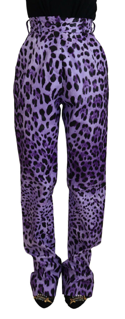 Dolce & Gabbana Purple Leopard Print High Waist Pants Dolce & Gabbana