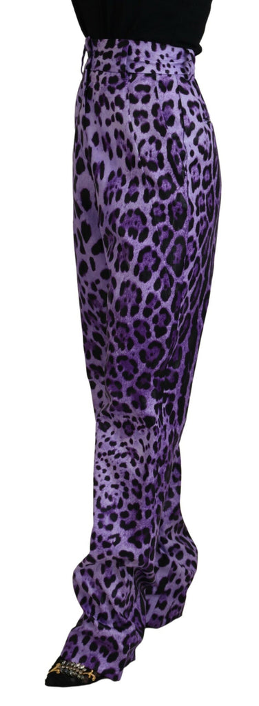 Dolce & Gabbana Purple Leopard Print High Waist Pants Dolce & Gabbana