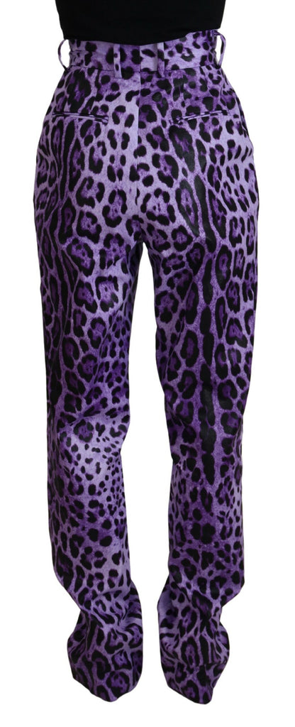 Dolce & Gabbana Purple Leopard Print High Waist Pants Dolce & Gabbana