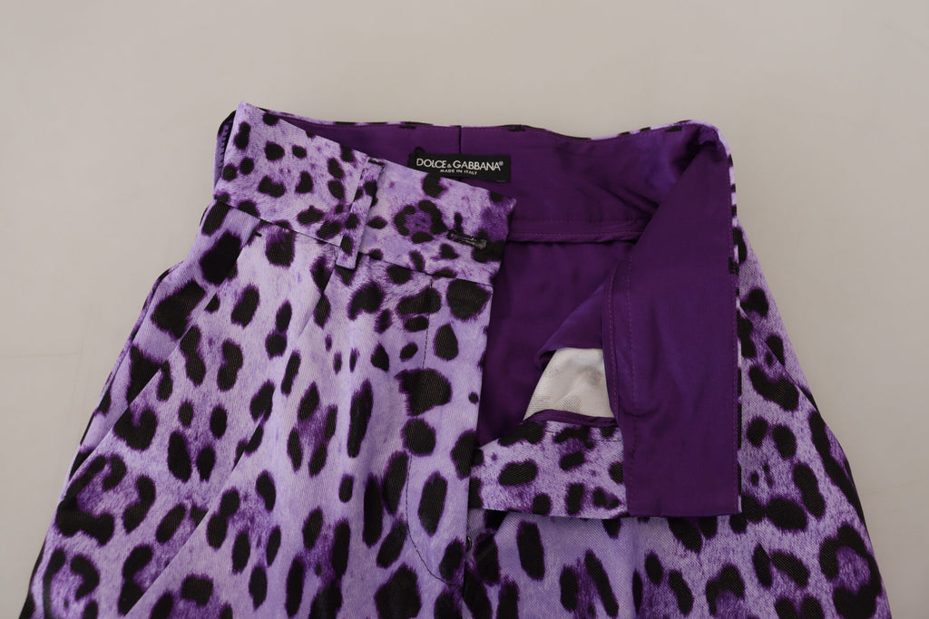 Dolce & Gabbana Purple Leopard Print High Waist Pants Dolce & Gabbana