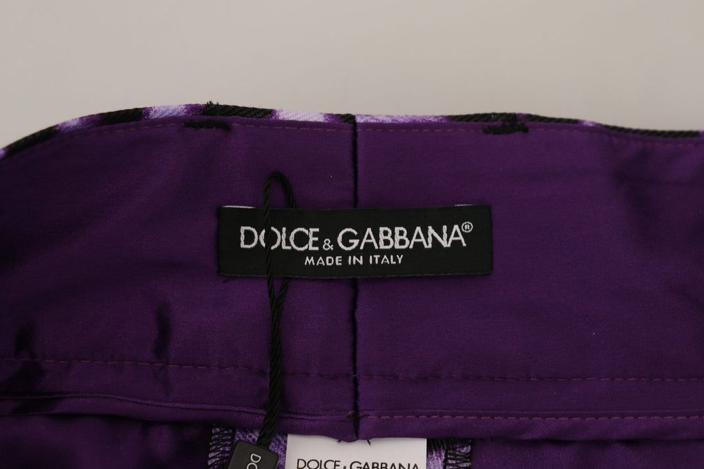 Dolce & Gabbana Purple Leopard Print High Waist Pants Dolce & Gabbana