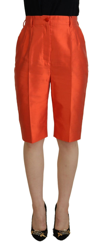 Dolce & Gabbana Orange Silk High Waist Cropped Pants Dolce & Gabbana