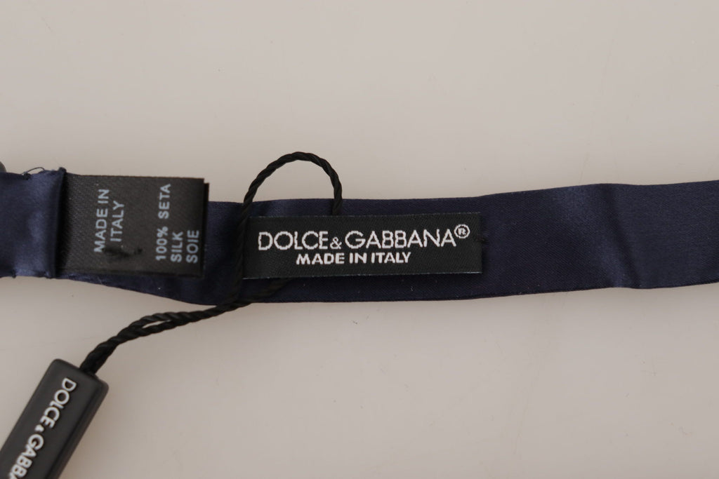 Dolce & Gabbana Blue Mens 100% Silk Adjustable Neck Papillon Tie - Luxe & Glitz