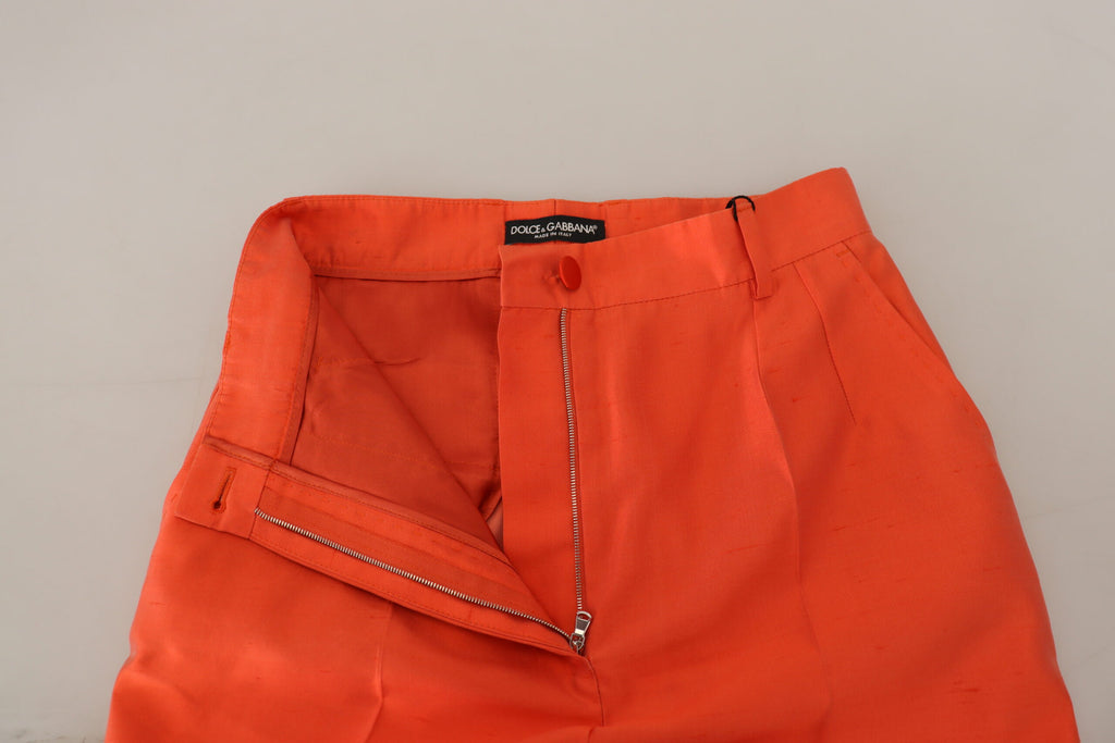 Dolce & Gabbana Orange Silk High Waist Cropped Pants Dolce & Gabbana