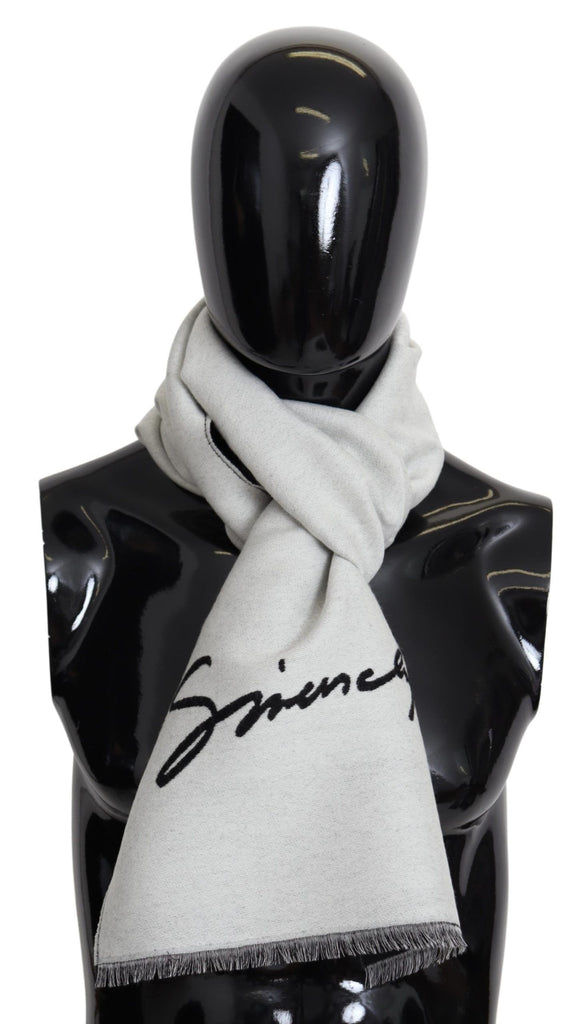 Givenchy Black White Wool Unisex Winter Warm Scarf Wrap Shawl - Luxe & Glitz