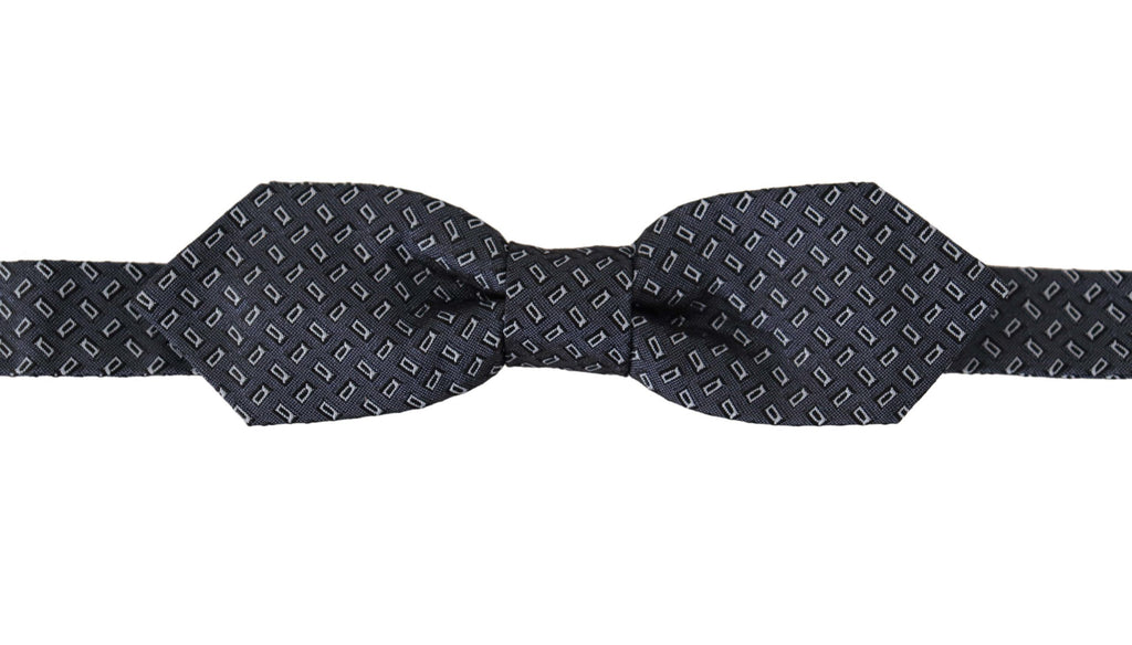 Dolce & Gabbana Blue Gray Polka Dot 100% Silk Neck Papillon Tie - Luxe & Glitz