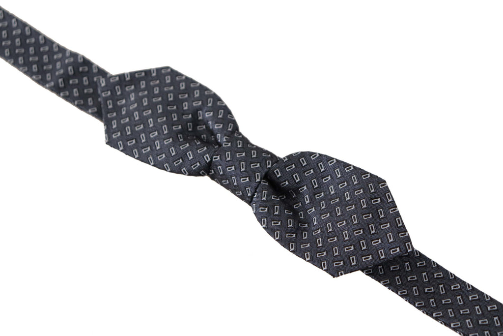 Dolce & Gabbana Blue Gray Polka Dot 100% Silk Neck Papillon Tie - Luxe & Glitz