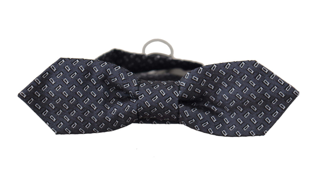 Dolce & Gabbana Blue Gray Polka Dot 100% Silk Neck Papillon Tie - Luxe & Glitz