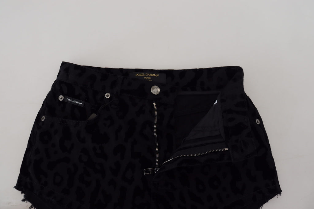 Dolce & Gabbana Black Denim Cotton Stretch Hot Pants Shorts Dolce & Gabbana