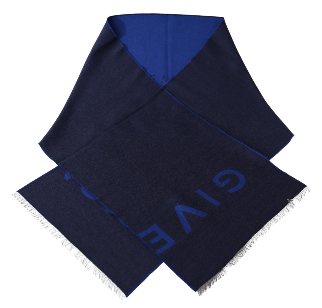 Givenchy Blue Wool Unisex Winter Warm  Scarf Wrap Shawl - Luxe & Glitz