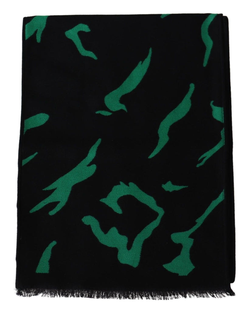 Givenchy Black Green Wool  Unisex Winter Warm Scarf Wrap Shawl - Luxe & Glitz