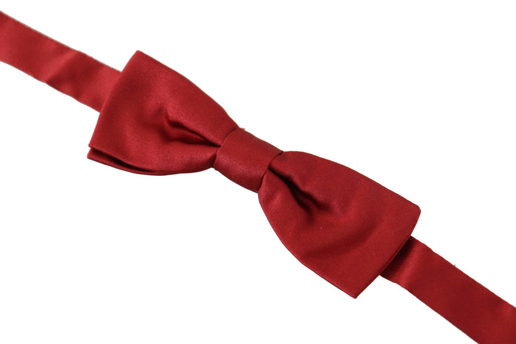 Dolce & Gabbana Red 100% Silk Slim Adjustable Neck Papillon Bow Tie - Luxe & Glitz