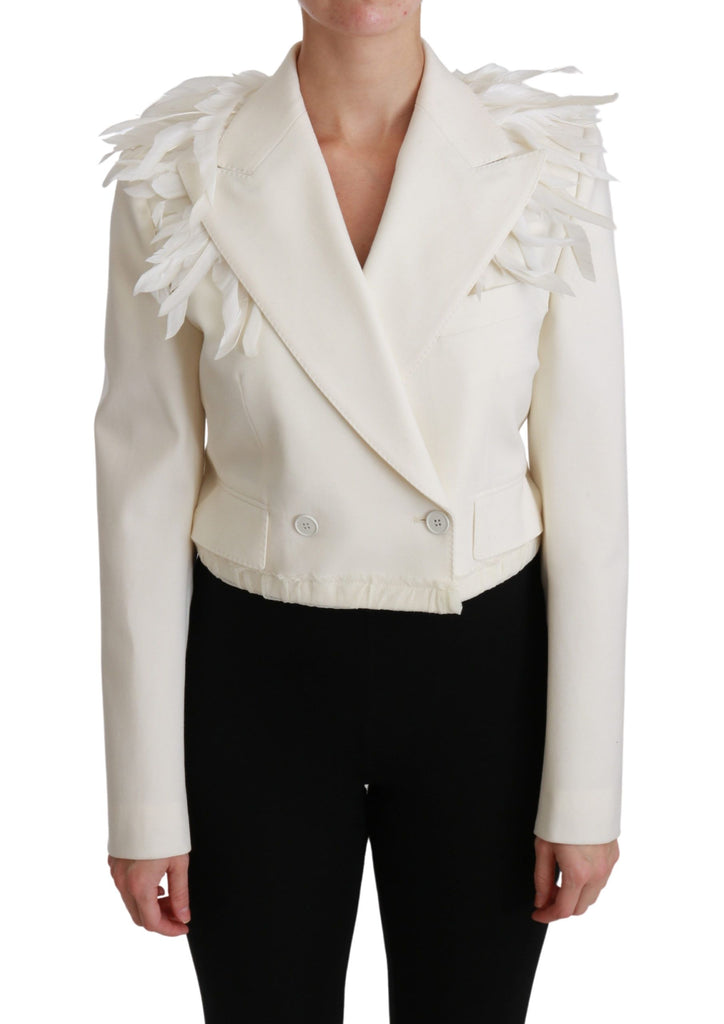 Dolce & Gabbana White Double Breasted Coat Wool Jacket - Luxe & Glitz