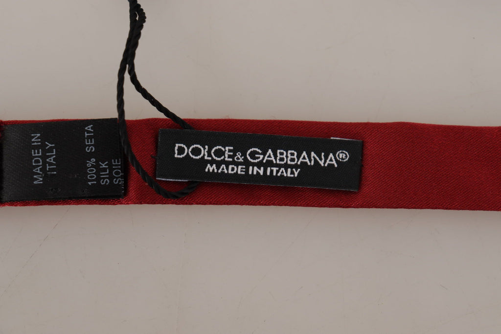 Dolce & Gabbana Red 100% Silk Slim Adjustable Neck Papillon Bow Tie - Luxe & Glitz