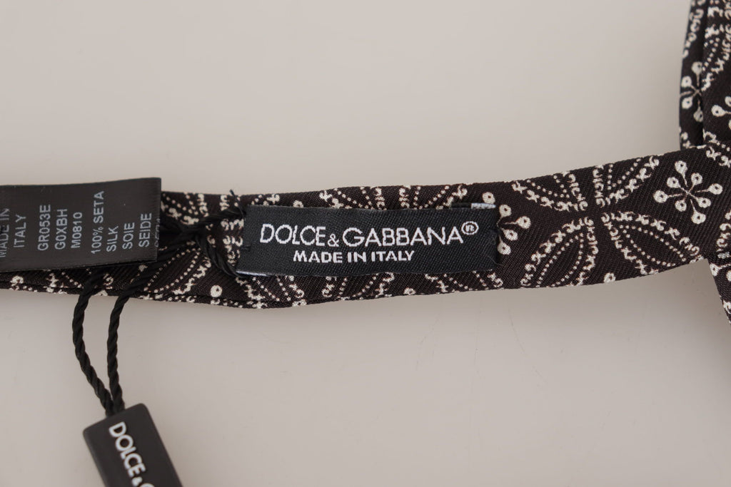 Dolce & Gabbana Black white 100% Silk Adjustable Neck Papillon Tie - Luxe & Glitz