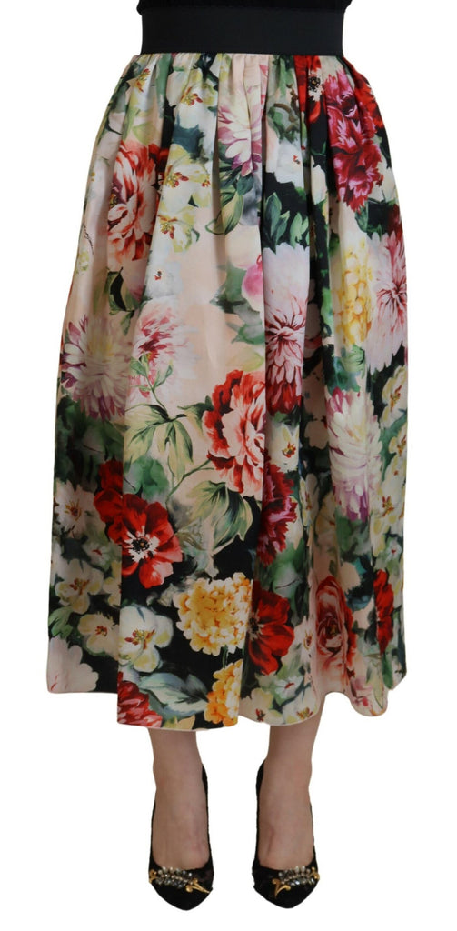 Dolce & Gabbana Multicolor Floral Silk High Waist Aline Skirt Dolce & Gabbana