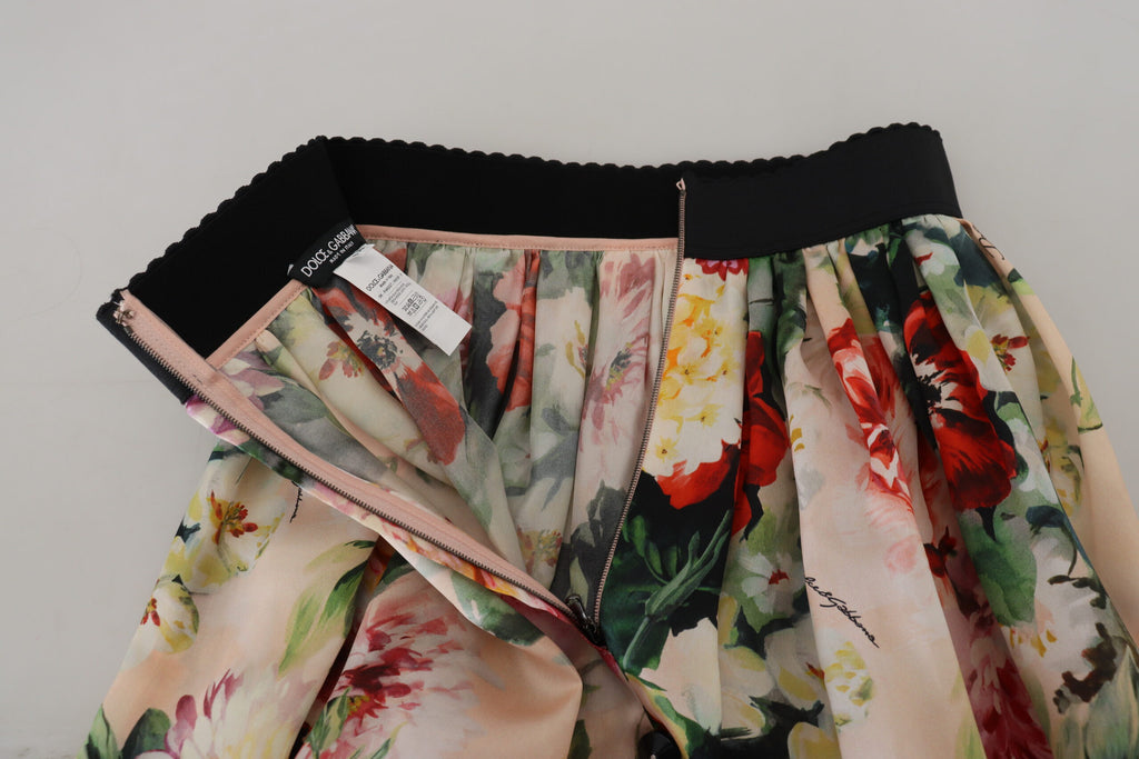 Dolce & Gabbana Multicolor Floral Silk High Waist Aline Skirt Dolce & Gabbana