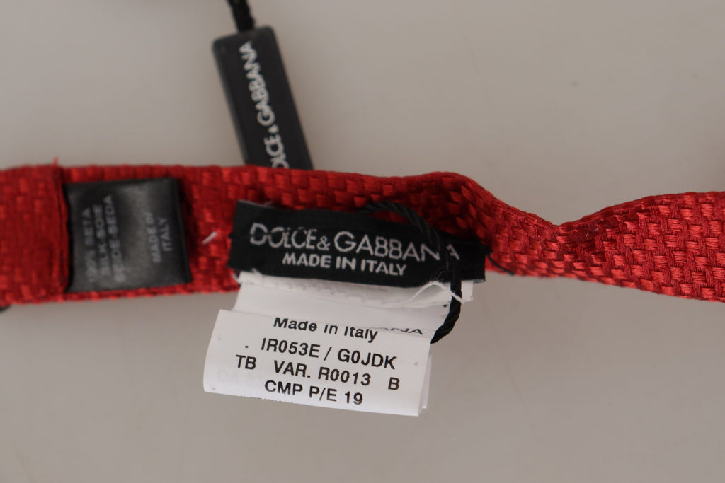 Dolce & Gabbana Red 100% Silk Slim Adjustable Neck Papillon Tie - Luxe & Glitz