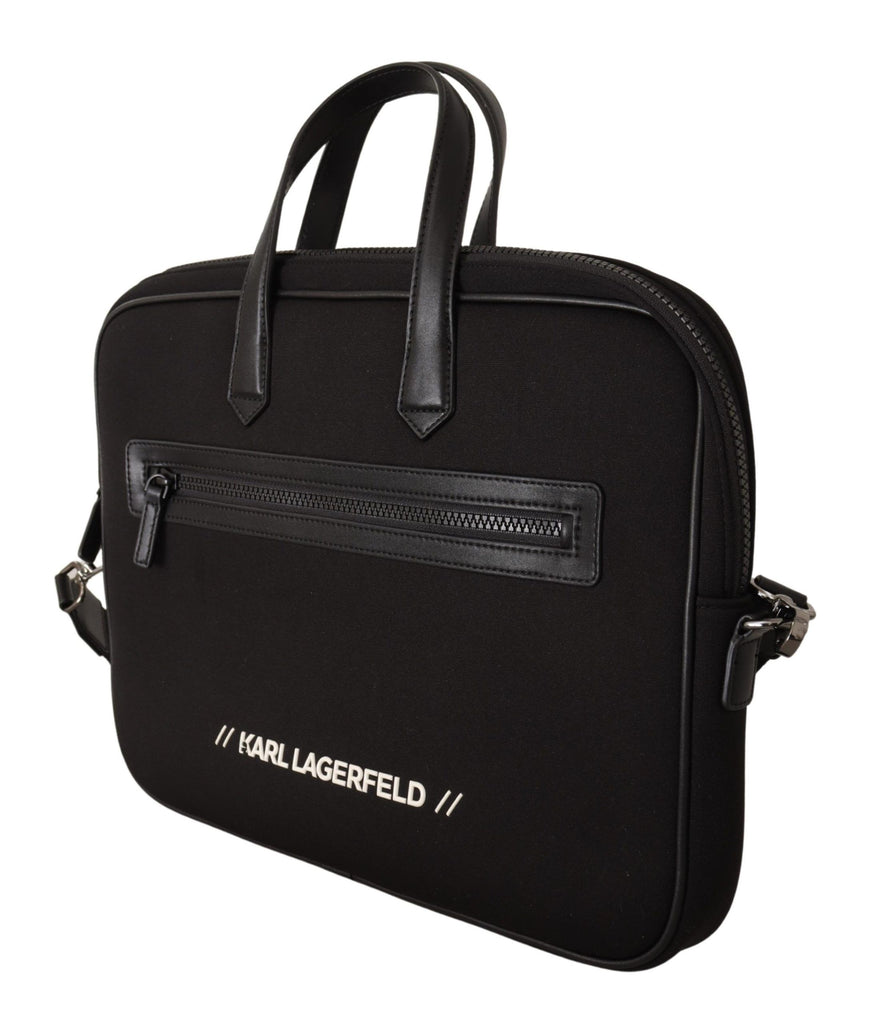 Karl Lagerfeld Black Nylon Laptop Crossbody Bag - Luxe & Glitz