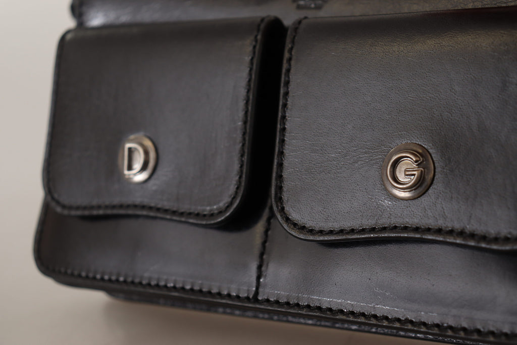 Dolce & Gabbana Black Leather Wristlet Mini Bag Card Bill Wallet - Luxe & Glitz