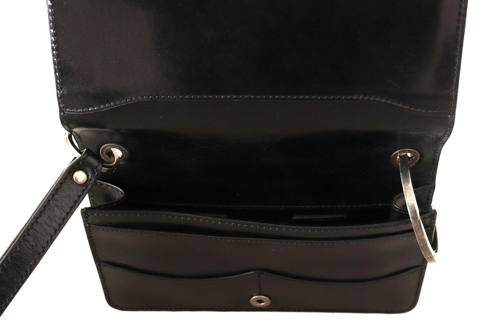 Dolce & Gabbana Black Leather Wristlet Mini Bag Card Bill Wallet - Luxe & Glitz