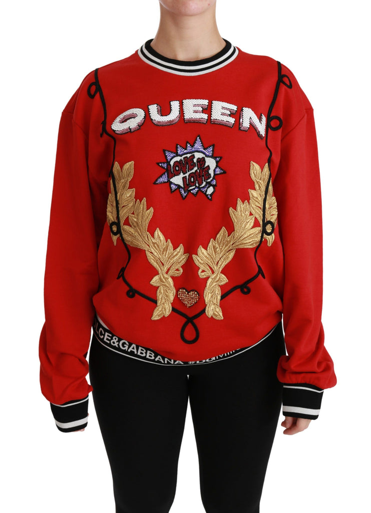 Dolce & Gabbana Red Queen Sequined Love Pullover Sweater - Luxe & Glitz