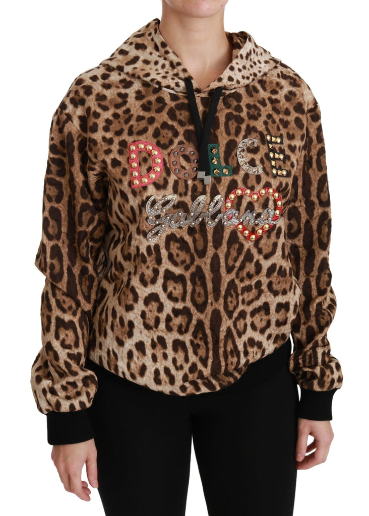 Dolce & Gabbana Brown Hooded Studded Ayers Leopard Sweater - Luxe & Glitz
