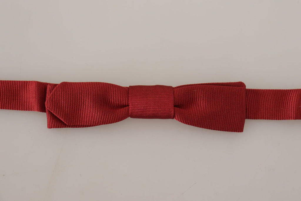 Dolce & Gabbana Red 100% Silk Slim Adjustable Neck Papillon Bow Tie - Luxe & Glitz