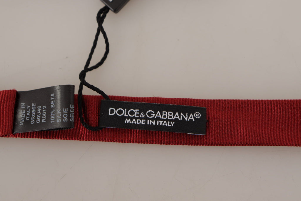 Dolce & Gabbana Red 100% Silk Slim Adjustable Neck Papillon Bow Tie - Luxe & Glitz