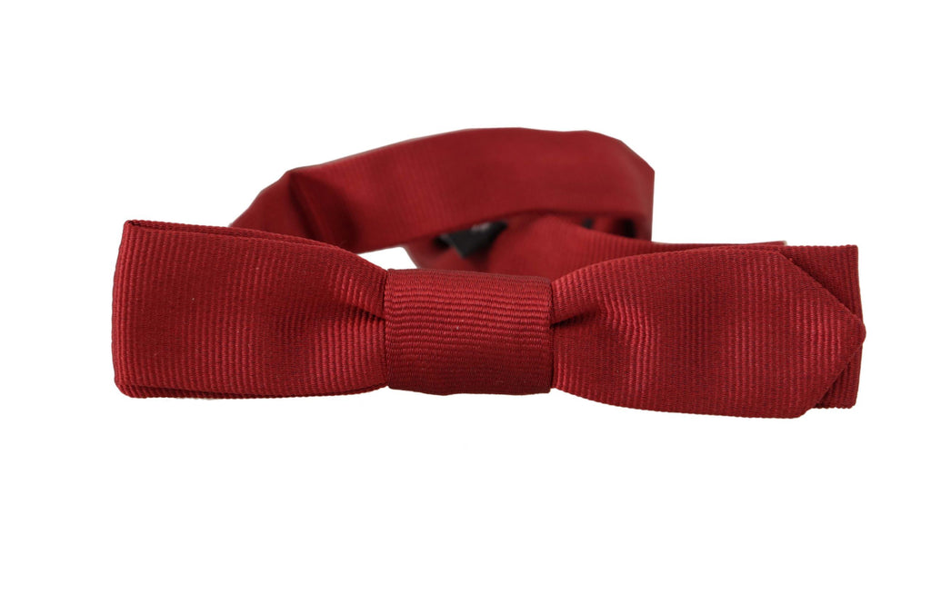 Dolce & Gabbana Red 100% Silk Slim Adjustable Neck Papillon Bow Tie - Luxe & Glitz