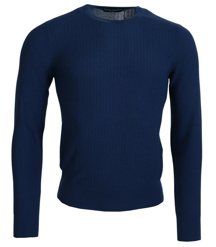 Dolce & Gabbana Blue Cashmere Roundneck Pullover Sweater Dolce & Gabbana