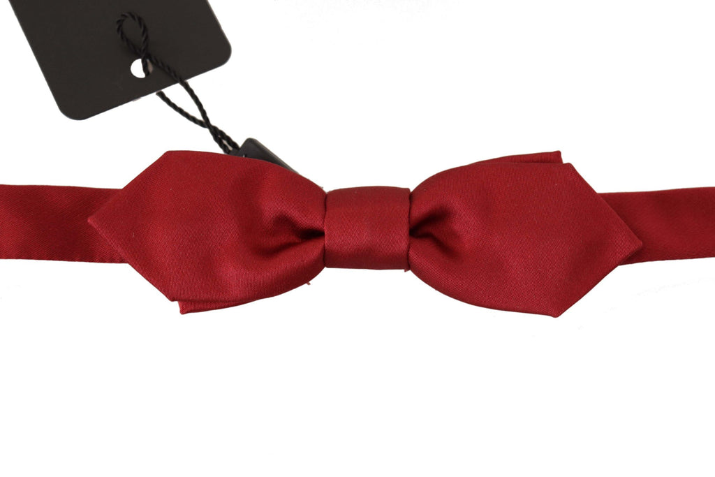 Dolce & Gabbana Red 100% Silk Slim Adjustable Neck Papillon Bow Tie - Luxe & Glitz