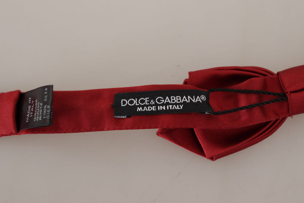 Dolce & Gabbana Red 100% Silk Slim Adjustable Neck Papillon Bow Tie - Luxe & Glitz