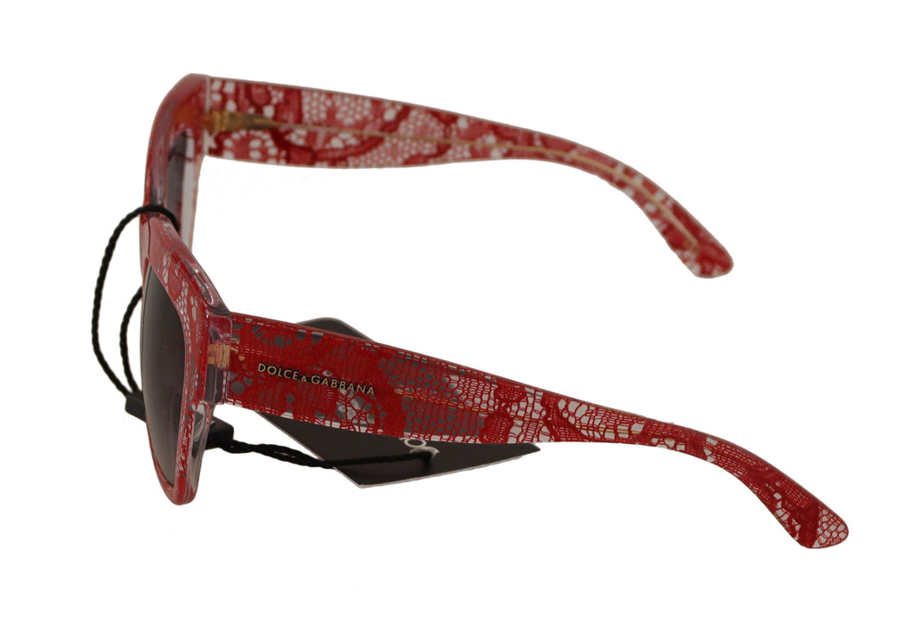 Dolce & Gabbana Red Lace Acetate Rectangle Shades Sunglasses Dolce & Gabbana