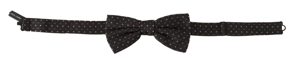 Dolce & Gabbana Gray Polka Dot 100% Silk Neck Papillon Tie - Luxe & Glitz