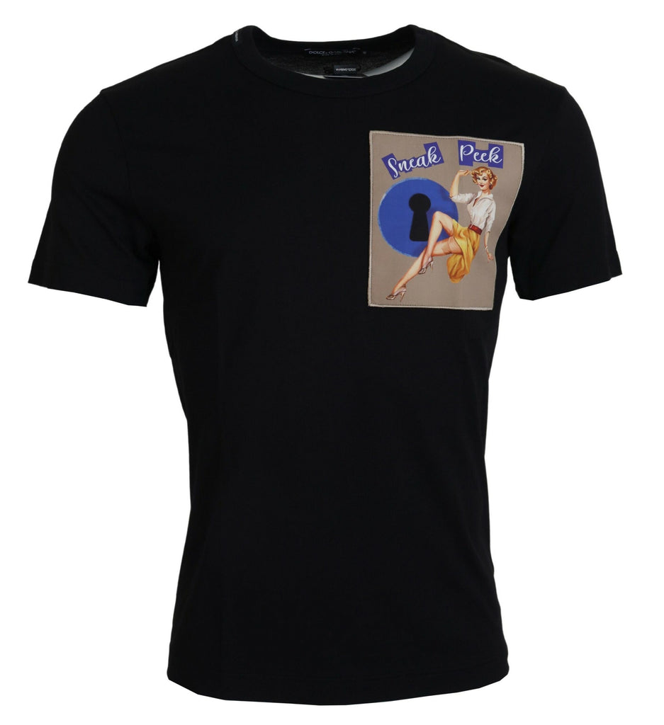 Dolce & Gabbana Black Sneak Peek Cotton Short Sleeve T-shirt Dolce & Gabbana