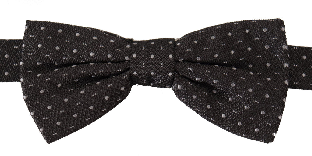 Dolce & Gabbana Gray Polka Dot 100% Silk Neck Papillon Tie - Luxe & Glitz