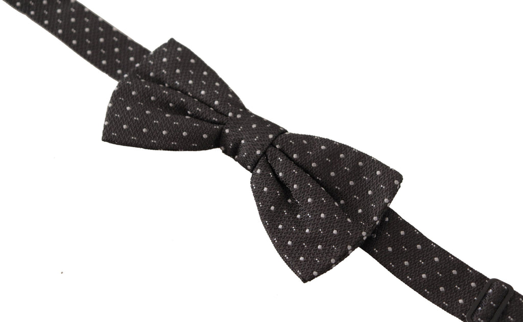 Dolce & Gabbana Gray Polka Dot 100% Silk Neck Papillon Tie - Luxe & Glitz