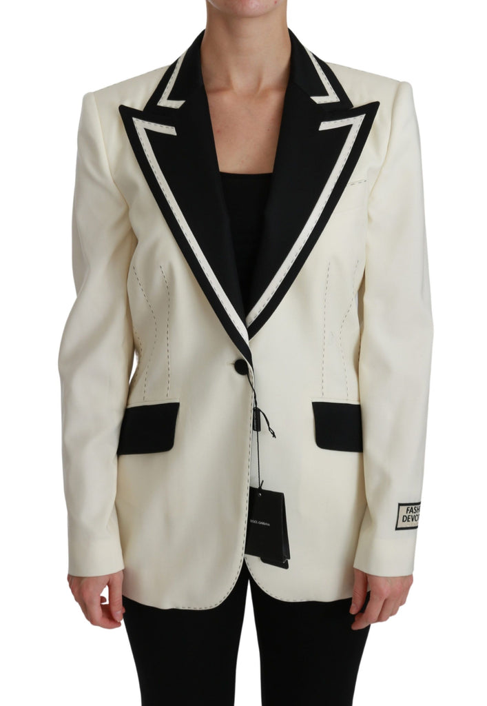 Dolce & Gabbana Wool Cream Single Breasted Coat Blazer Jacket - Luxe & Glitz