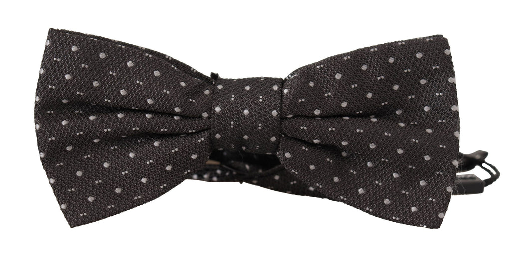 Dolce & Gabbana Gray Polka Dot 100% Silk Neck Papillon Tie - Luxe & Glitz