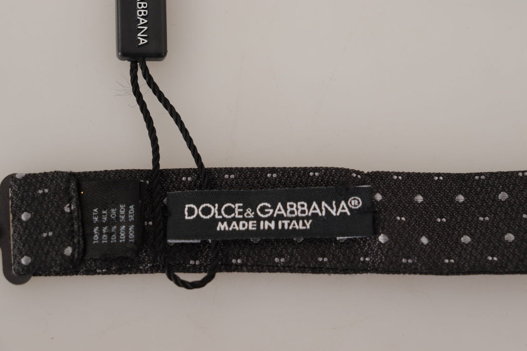 Dolce & Gabbana Gray Polka Dot 100% Silk Neck Papillon Tie - Luxe & Glitz