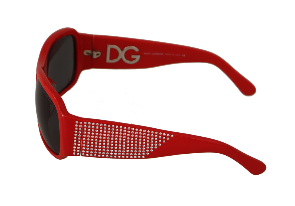 Dolce & Gabbana Red Plastic Swarovski Stones Gray Lens Sunglasses Dolce & Gabbana