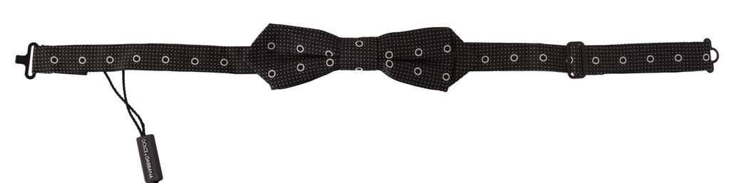 Dolce & Gabbana Black White Polka Dot 100% Silk Neck Papillon Tie - Luxe & Glitz