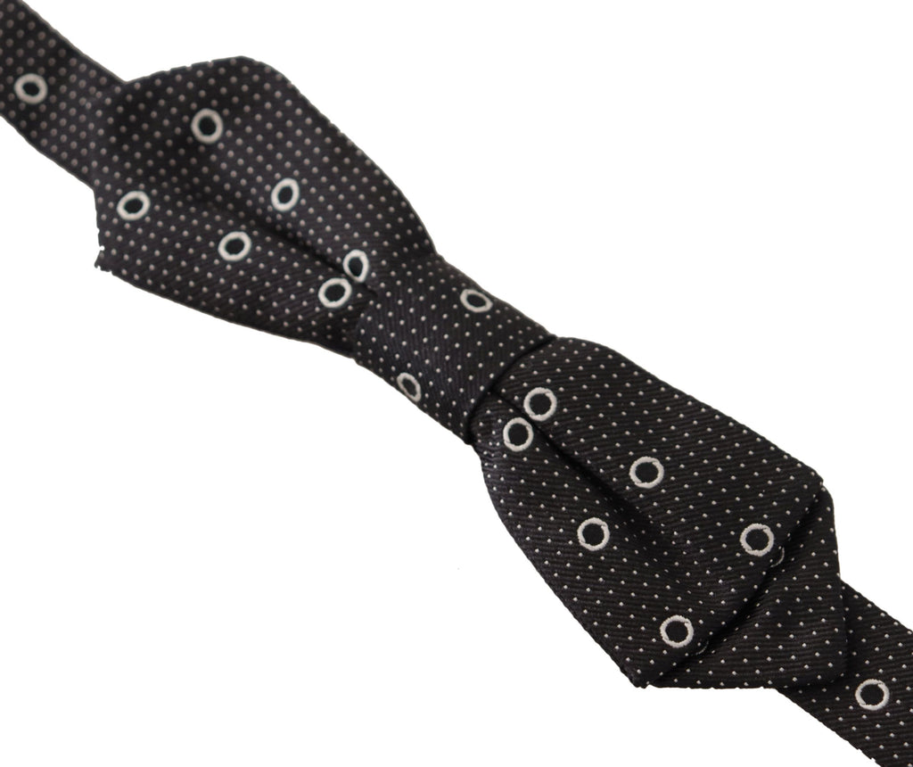 Dolce & Gabbana Black White Polka Dot 100% Silk Neck Papillon Tie - Luxe & Glitz